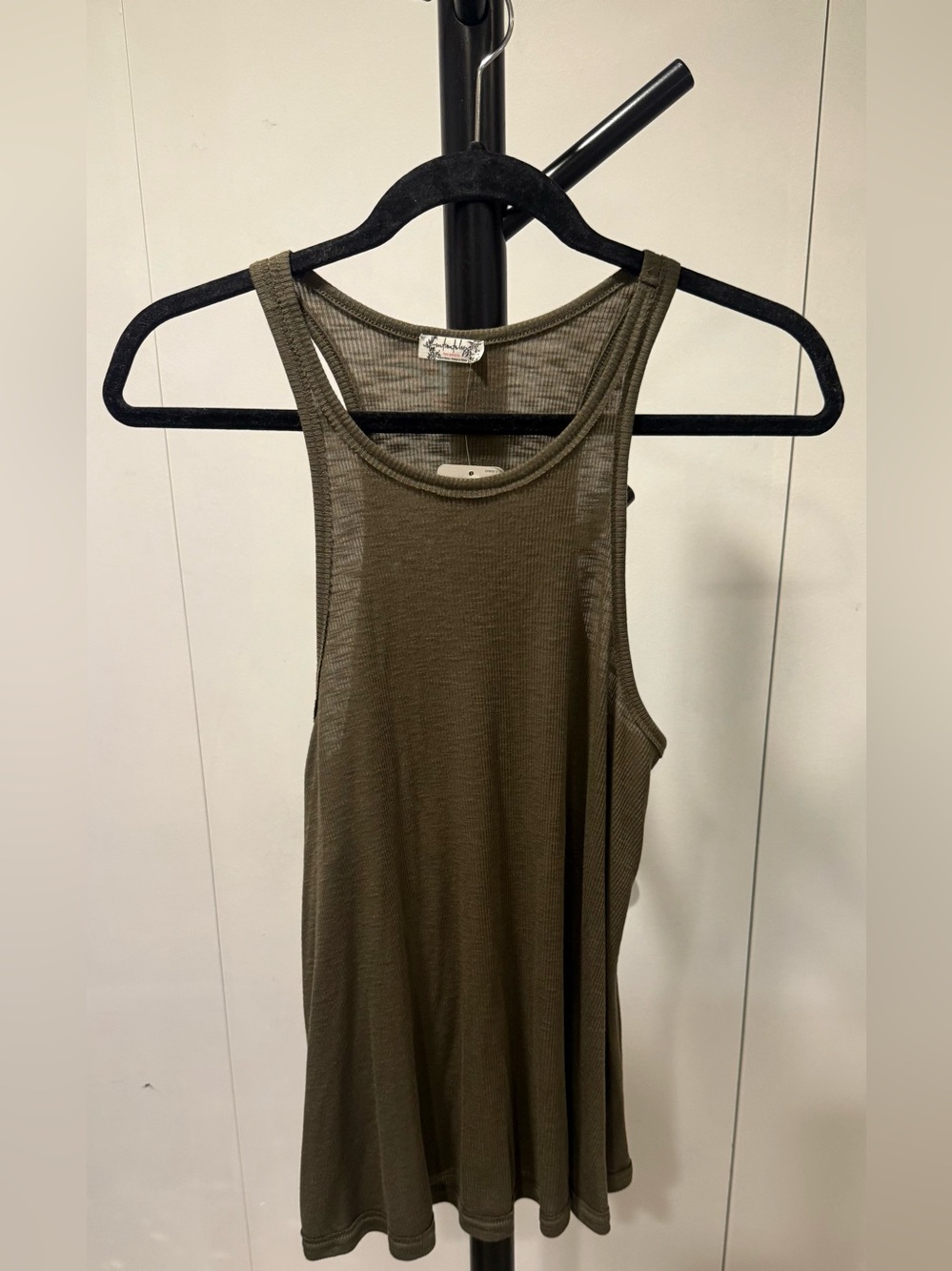 Free People Olive Ribbed Racerback Tank - Picture 2 of 8